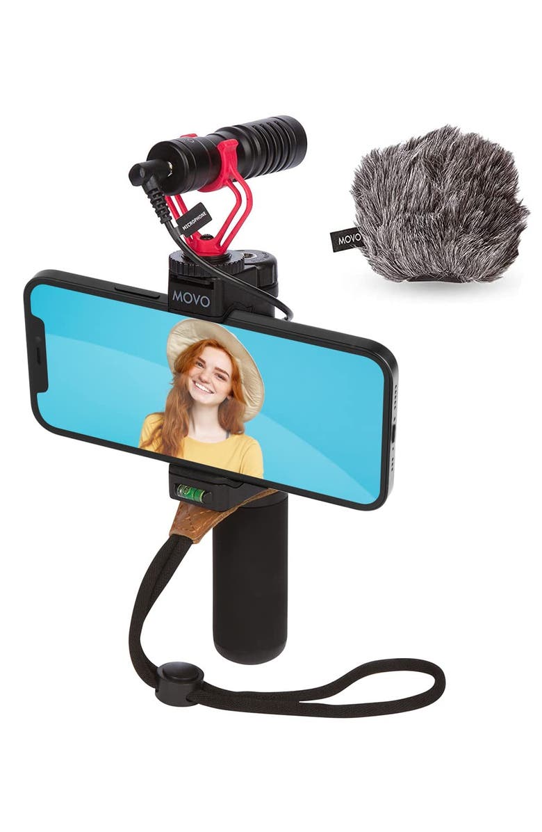 MOVO PR-2-PM Smartphone Video Rig with Shotgun Microphone, Grip Handle, 
Wrist Strap for Smartphones, Main, color, Black