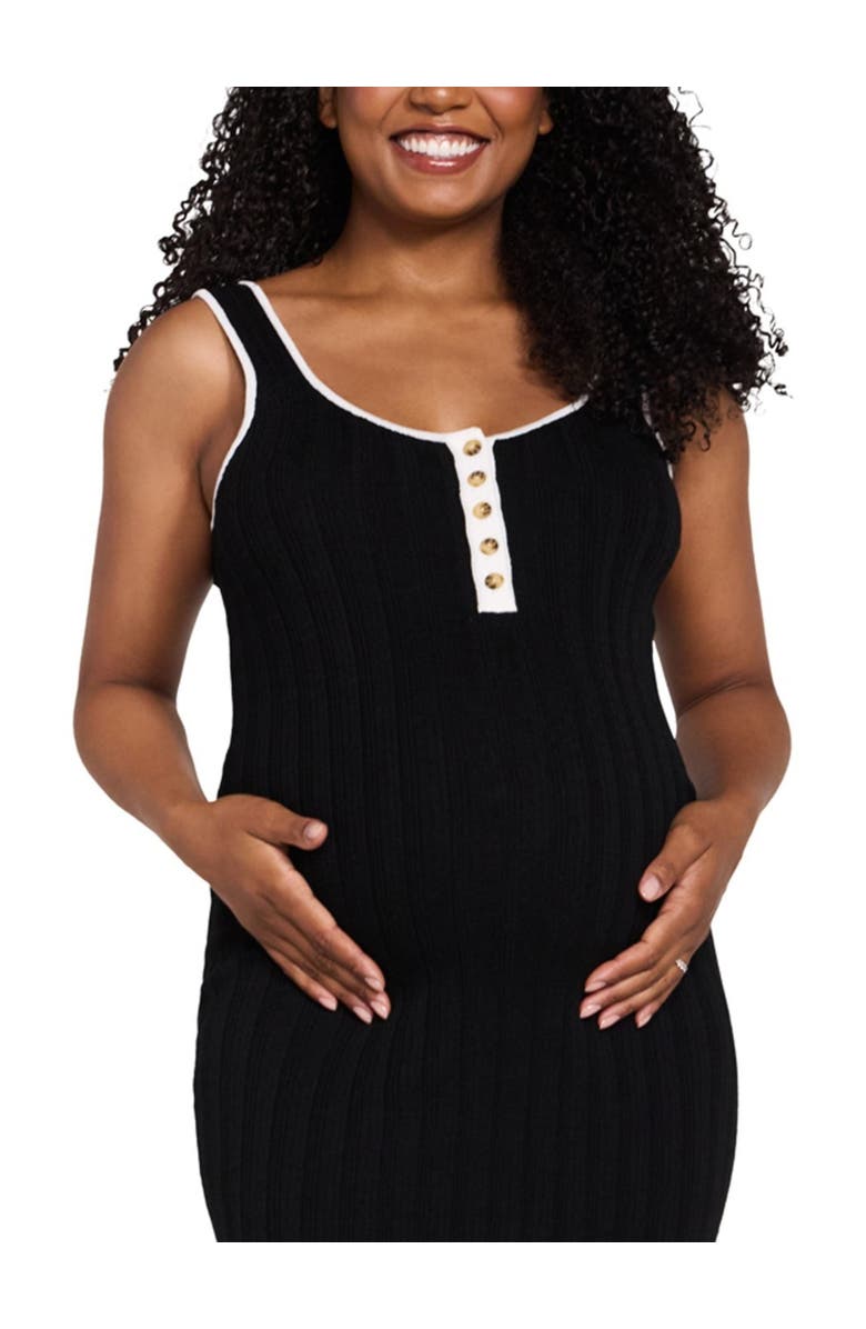 MOTHERHOOD MATERNITY Sleeveless Nursing Henley Midi Dress, Alternate, color, Black & White