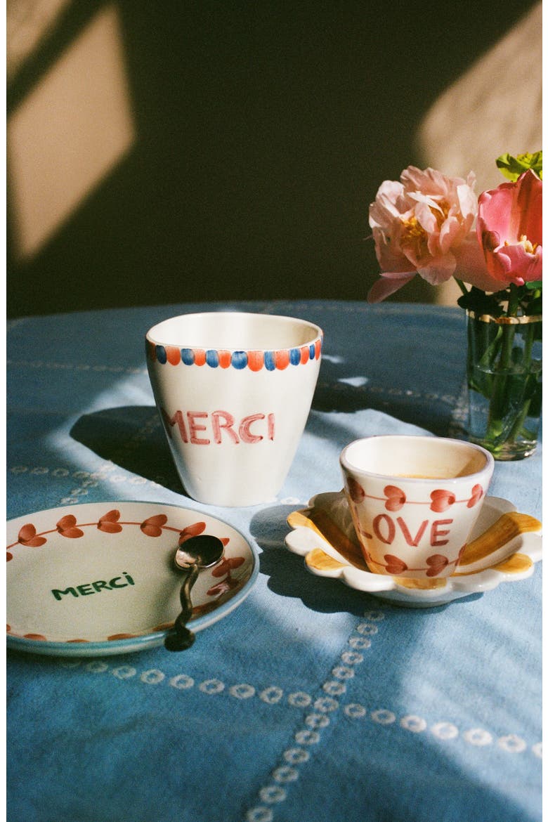 Set of 6 Hand-Painted Ceramic Cups, Alternate, color, MULTI