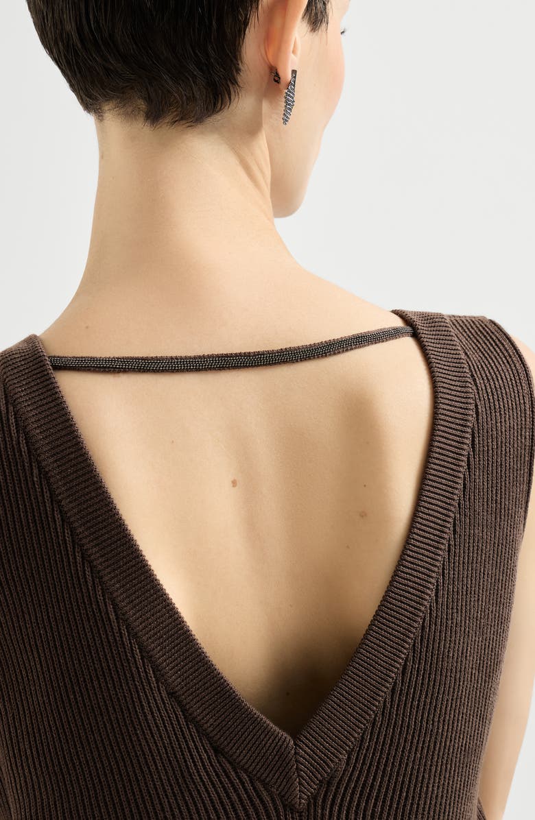 Brunello Cucinelli Rib knit dress, Alternate, color, Brown