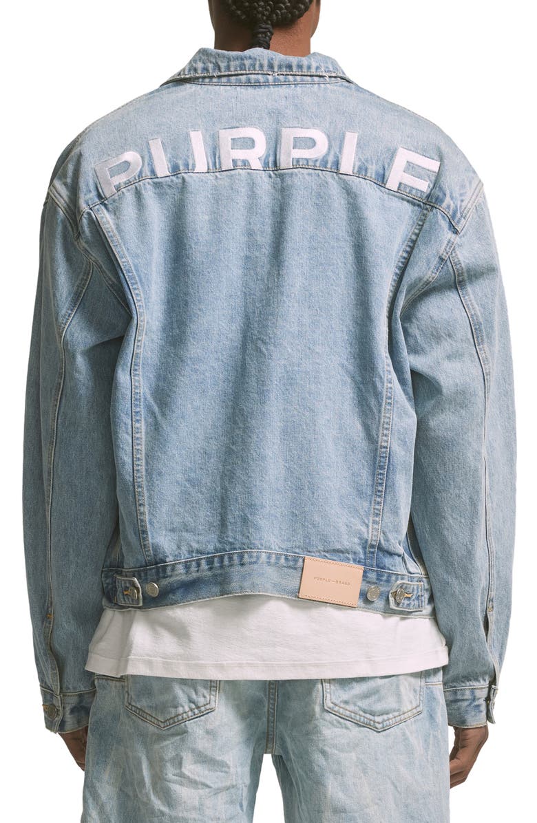 PURPLE BRAND Embroidered Cotton Denim Trucker Jacket, Alternate, color,