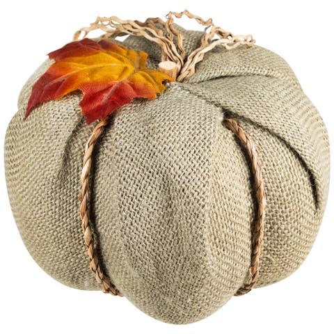 Burlap and Jute Fall Harvest Pumpkin Decoration - 6.75"