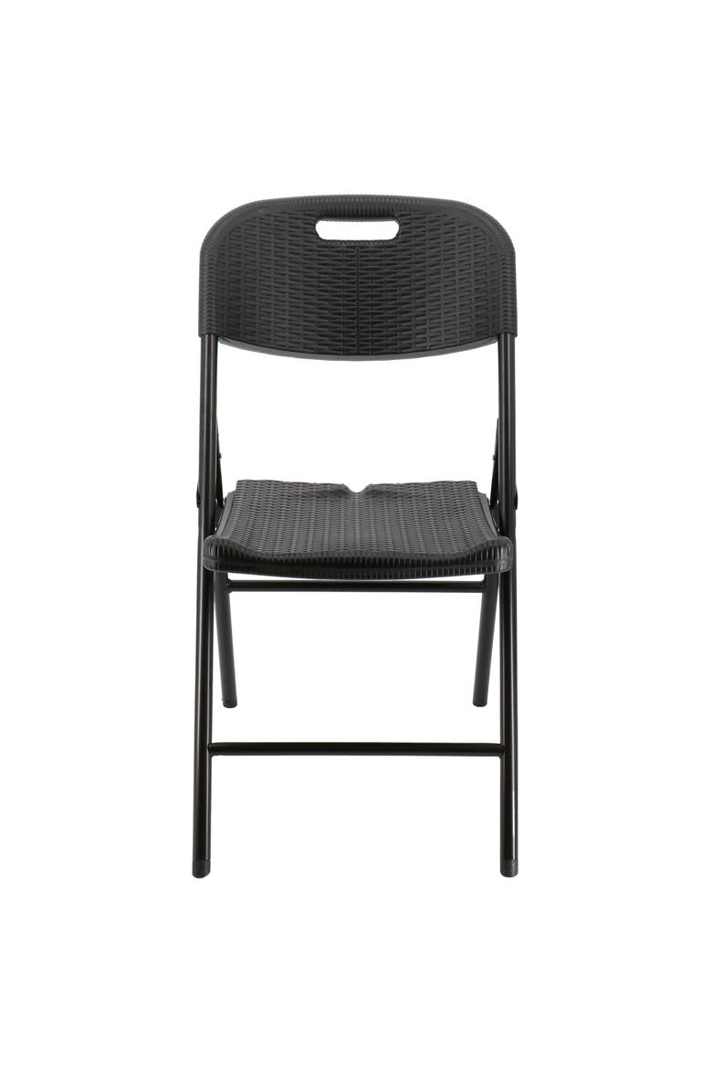 4 Piece Indoor and Outdoor Rattan Folding Chair, Alternate, color, Black