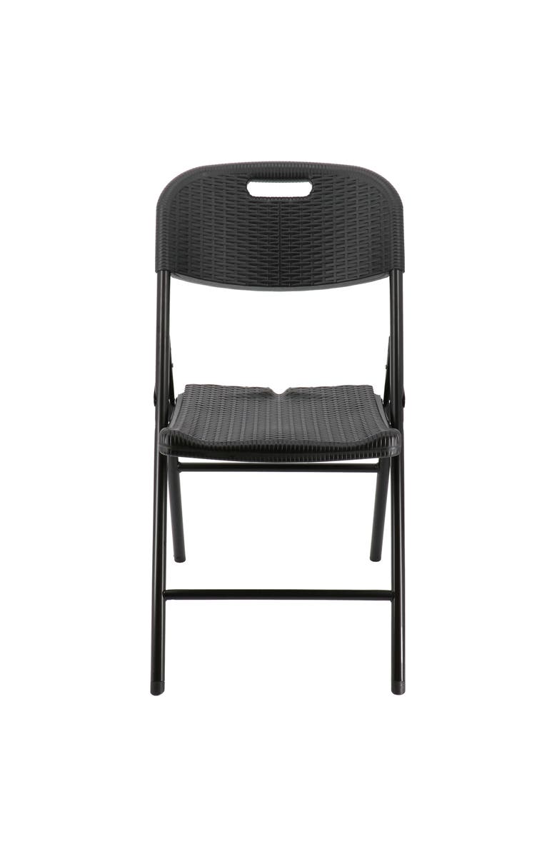 Elama 4 Piece Indoor and Outdoor Rattan Folding Chair, Alternate, color, Black