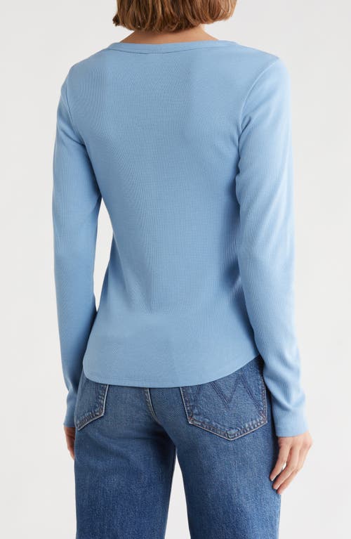 Melrose And Market Long Sleeve Henley In Blue