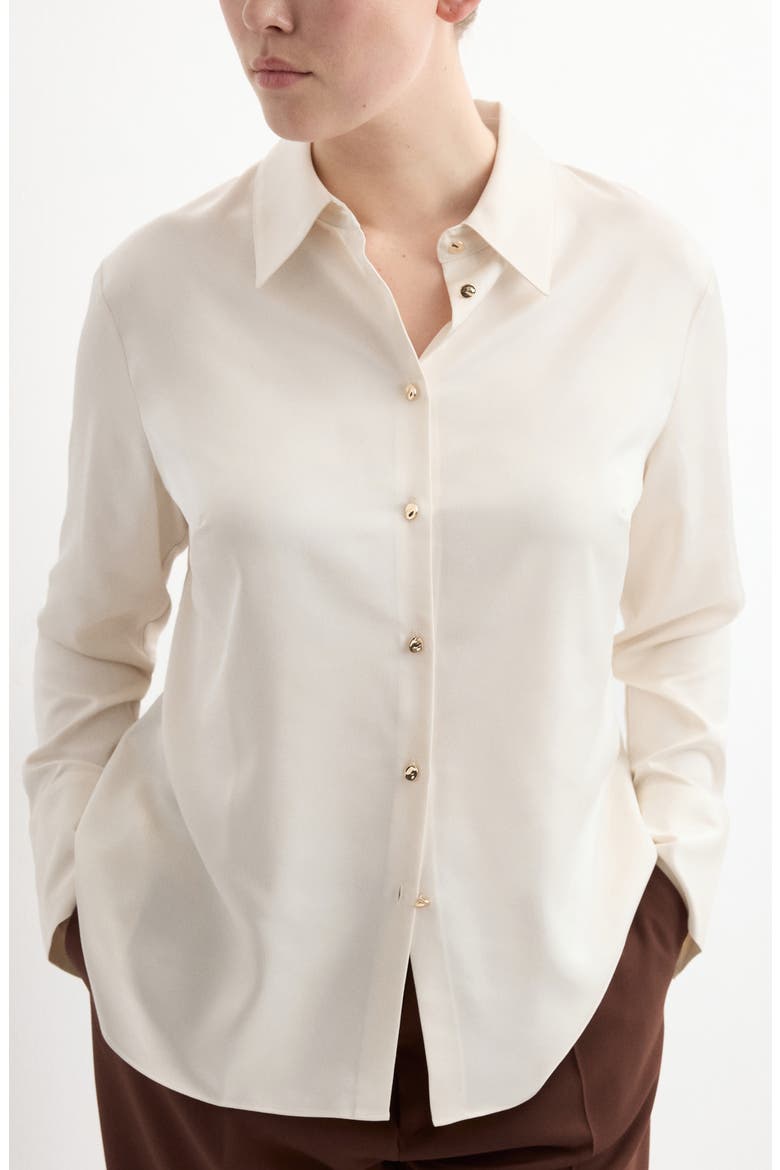 Satin Finish Flowy Shirt, Alternate, color, ECRU