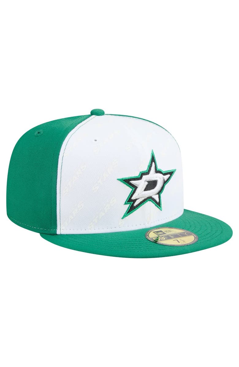 New Era Men's New Era White/Kelly Green Dallas Stars Repeat Two-Tone 59FIFTY Fitted Hat, Alternate, color, 