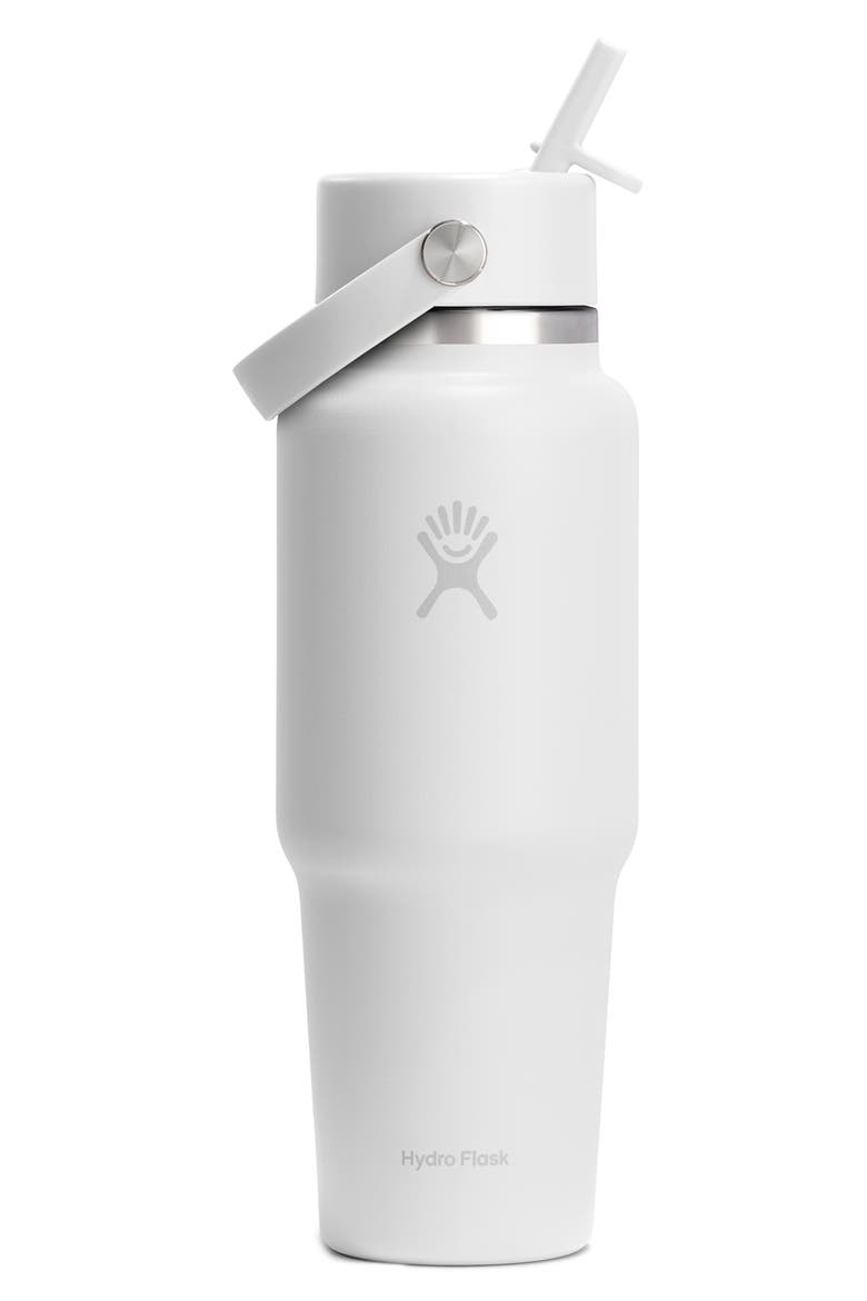 32-Ounce Wide Mouth Travel Bottle with Flex Straw Cap, Main, color, WHITE