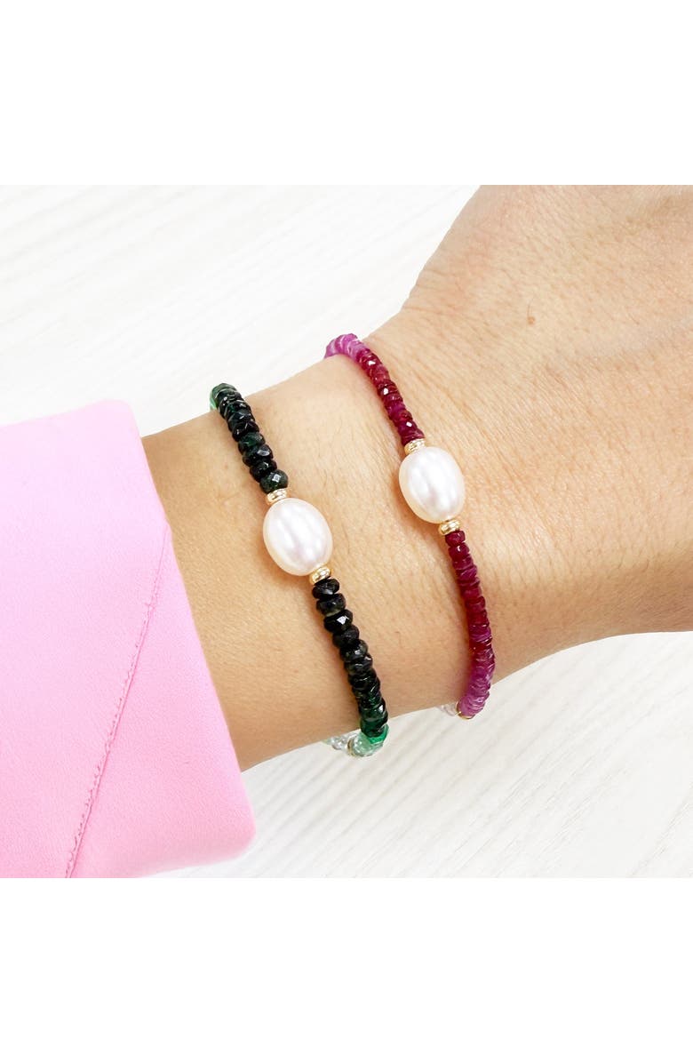 The Lovery Fine Jewelry Emerald Ombre Bead Pearl Bracelet, Alternate, color, Emerald