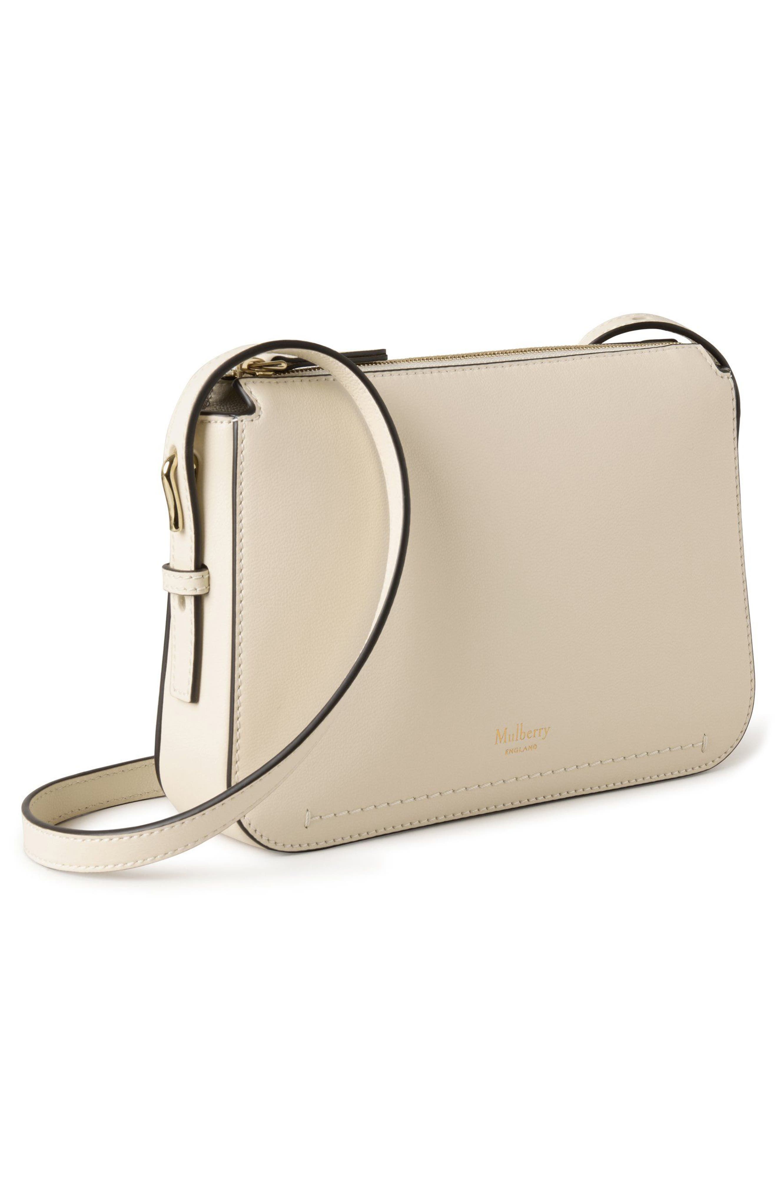 Mulberry Clovelly Leather Crossbody Bag, Alternate, color, Eggshell