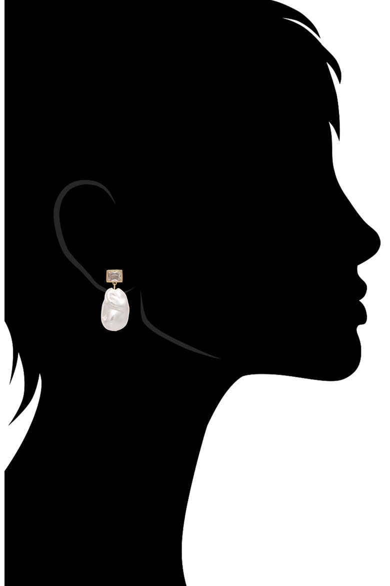 Cubic Zirconia & Imitation Pearl Drop Earrings, Alternate, color, PEARL