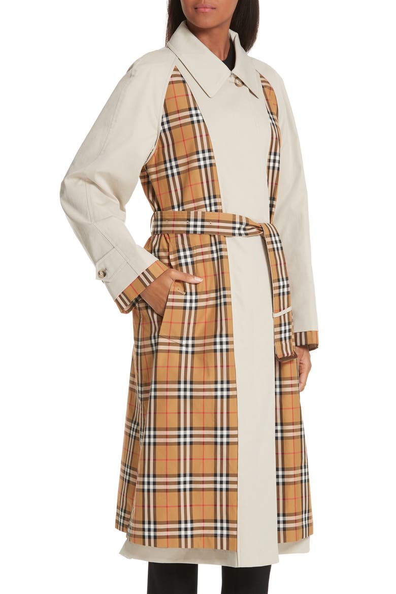 Guiseley Check Trench Coat, Alternate, color, STONE