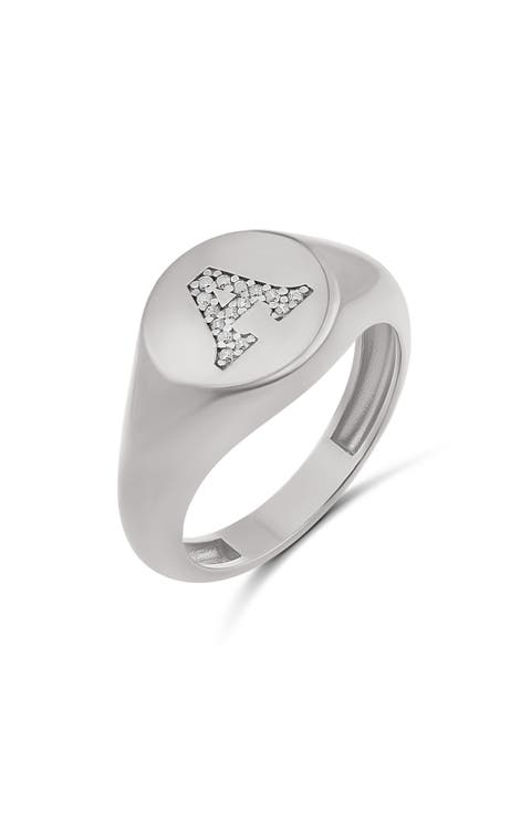 Pavé Signet Initial Ring