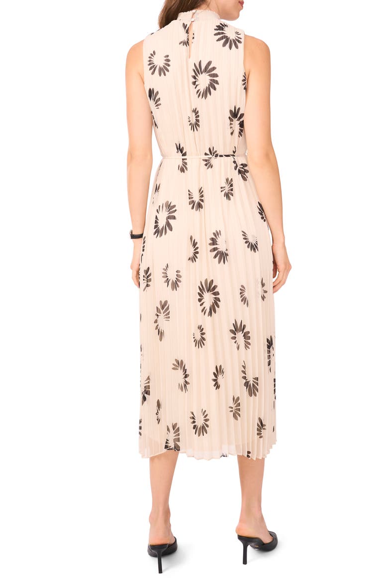 Daisy Print Sleeveless Pleated Maxi Dress, Alternate, color, BIRCH