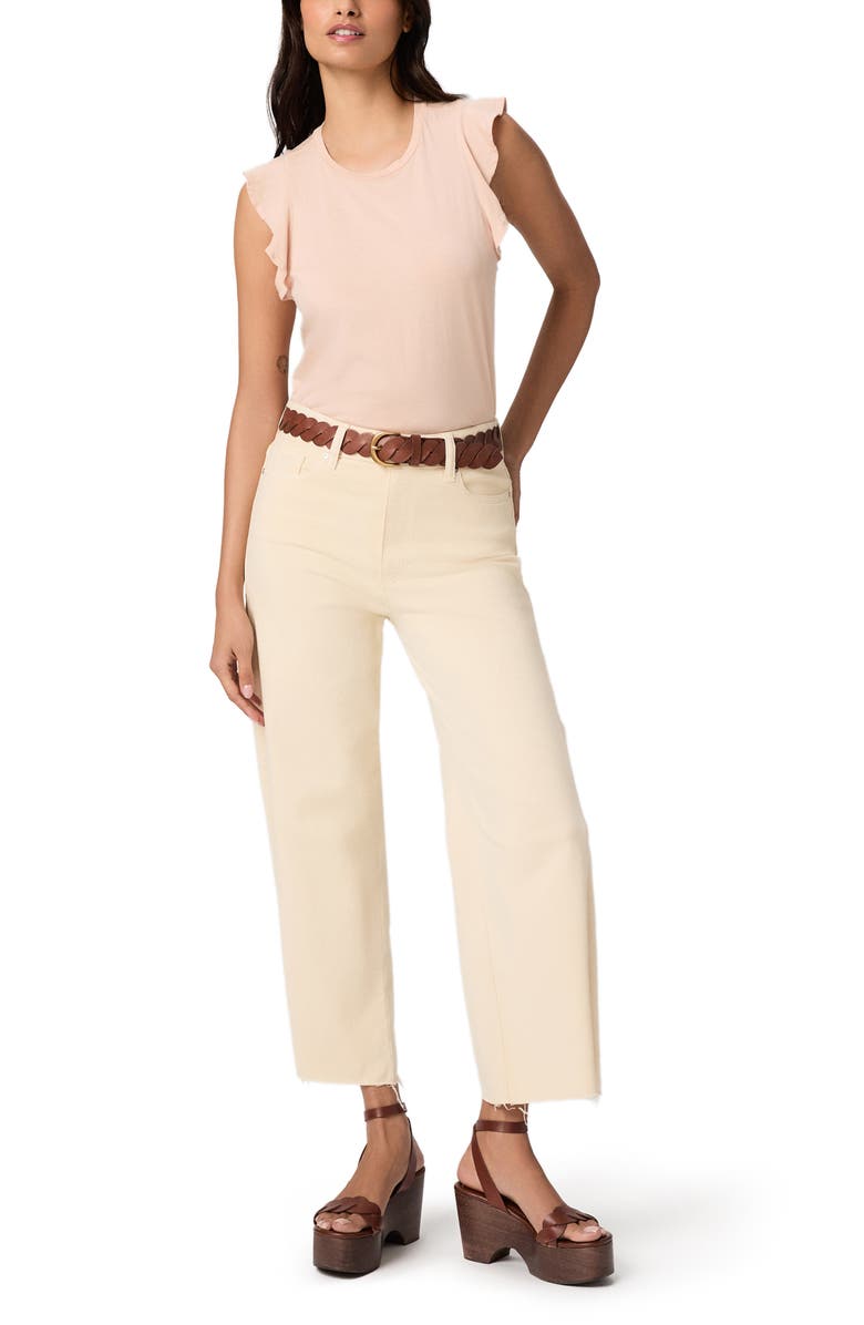 PAIGE Anessa High Waist Raw Hem Ankle Straight Leg Jeans, Alternate, color, Butter Yellow