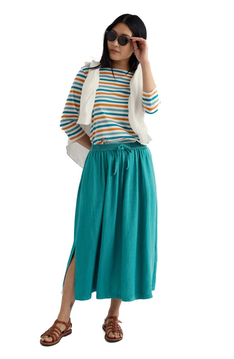 Seasalt Cornwall Sailor Stripe Three-Quarter Sleeve Organic Cotton Top, Alternate, color, Tri Mini Cornish Deep Dive