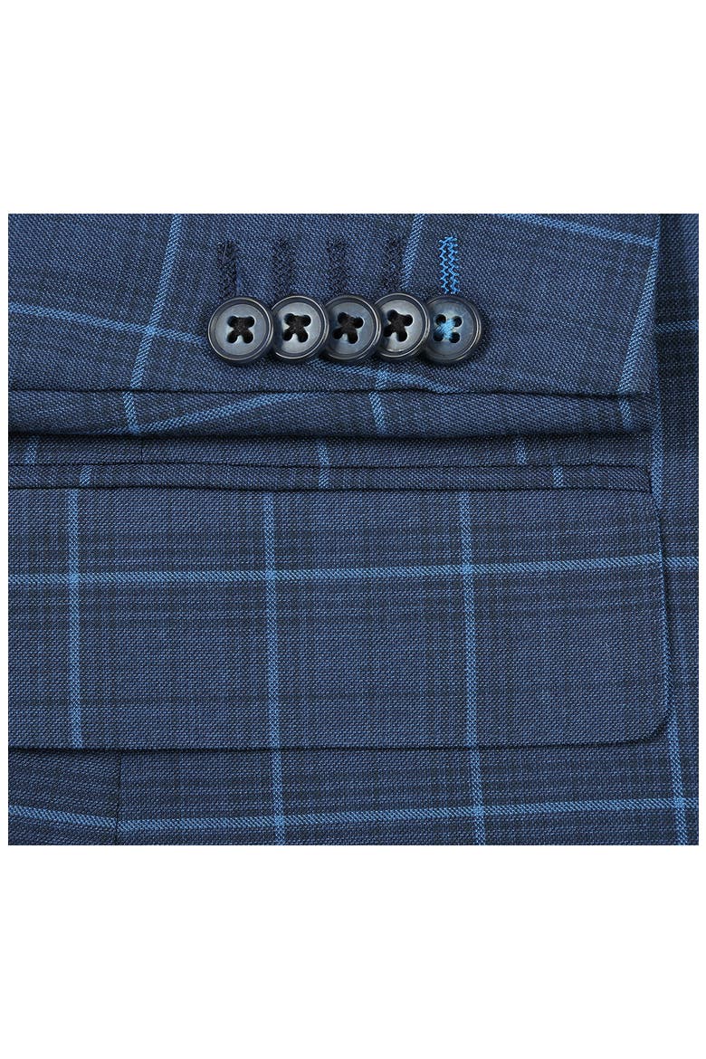 Windowpane Blue Mélange Suit, Alternate, color, NAVY