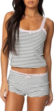 EDIKTED Sofi Stripe Lace Trim Camisole
