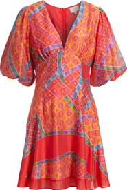 CIEBON Selene Geometric Print Fit & Flare Dress