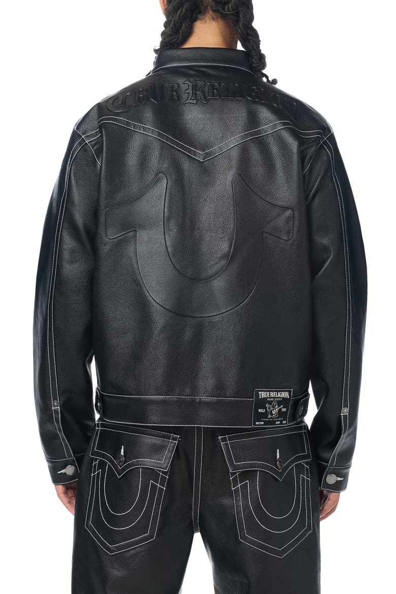 Jimmy Oversized Faux Leather Jacket, Alternate, color, JET BLACK