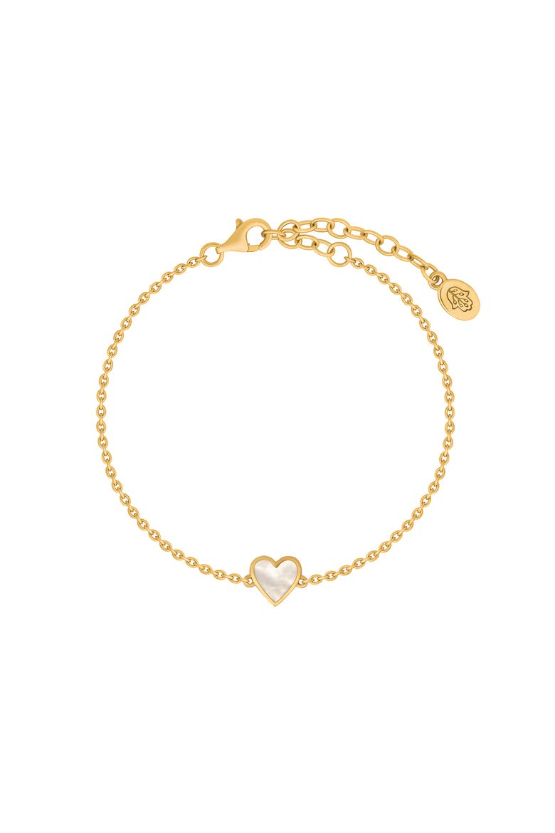 Harmonious Spirit Mother of Pearl Gold Heart Bracelet, Main, color, Gold/white