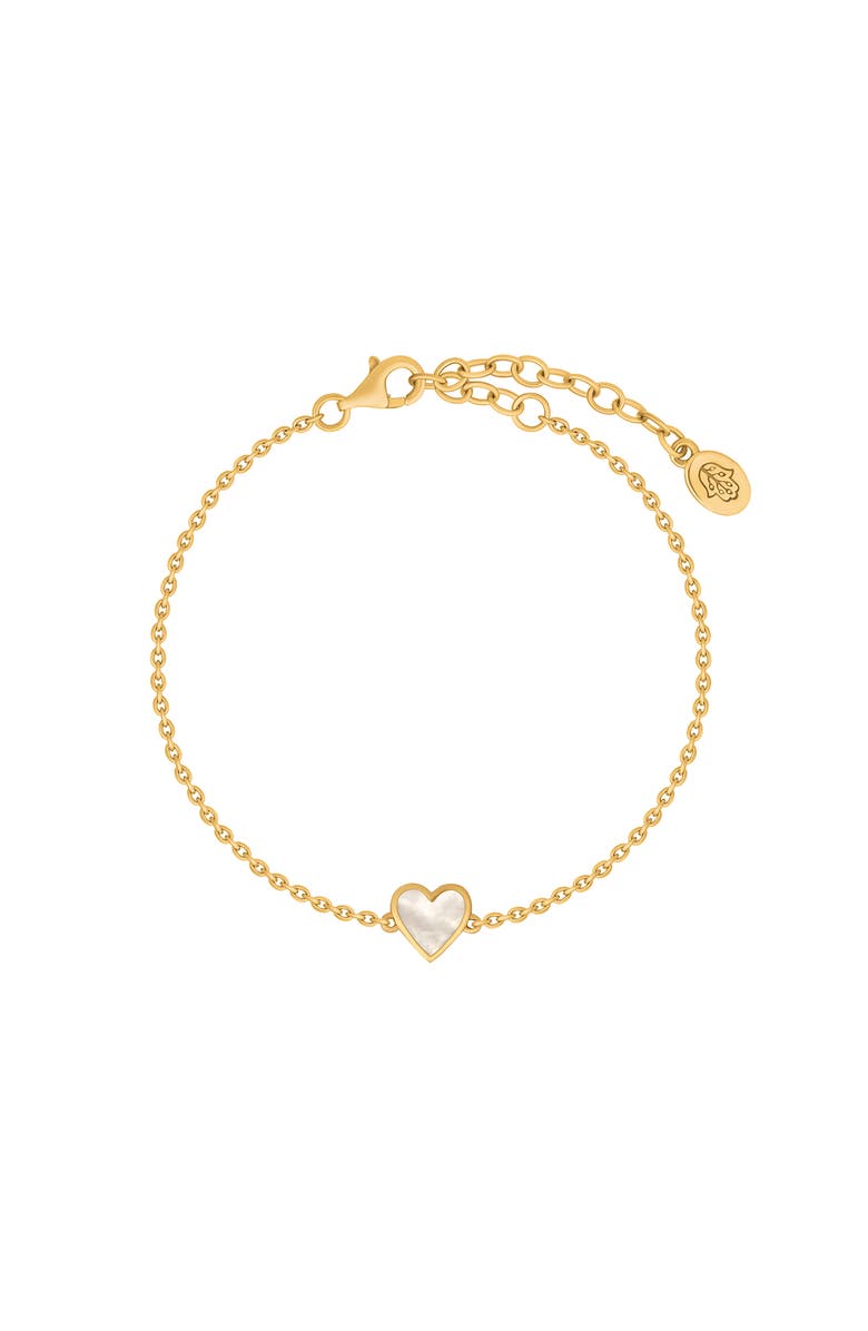 Karma and Luck Harmonious Spirit Mother of Pearl Gold Heart Bracelet, Main, color, Gold/White
