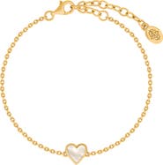 Karma and Luck Harmonious Spirit Mother of Pearl Gold Heart Bracelet