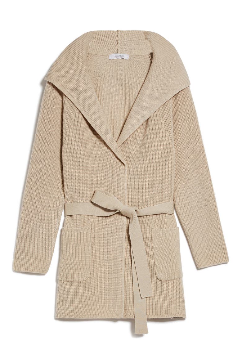 Nava Long Hooded Wool Cardigan, Alternate, color, ALBINO
