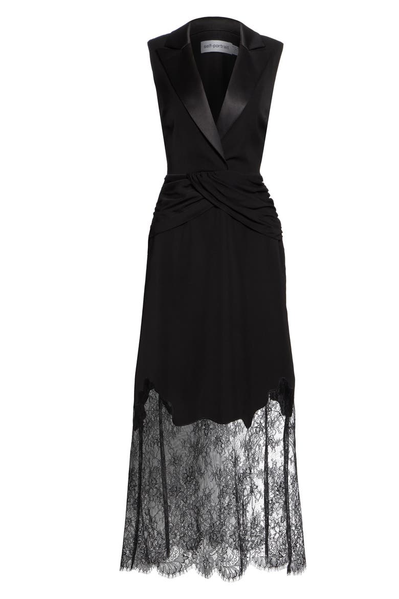 Sleeveless Lace Midi Dress, Alternate, color, BLACK