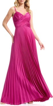 Dress the Population Pleated Satin Gown