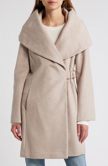 Wrap Coat Via Spiga Petite Coat Via Spiga Hooded Wool Blend