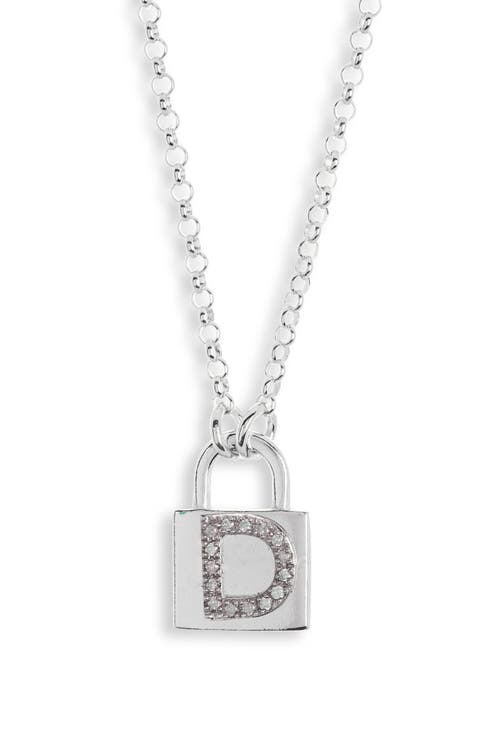 Diamond Padlock Initial Pendant Necklace - 0.12ct.