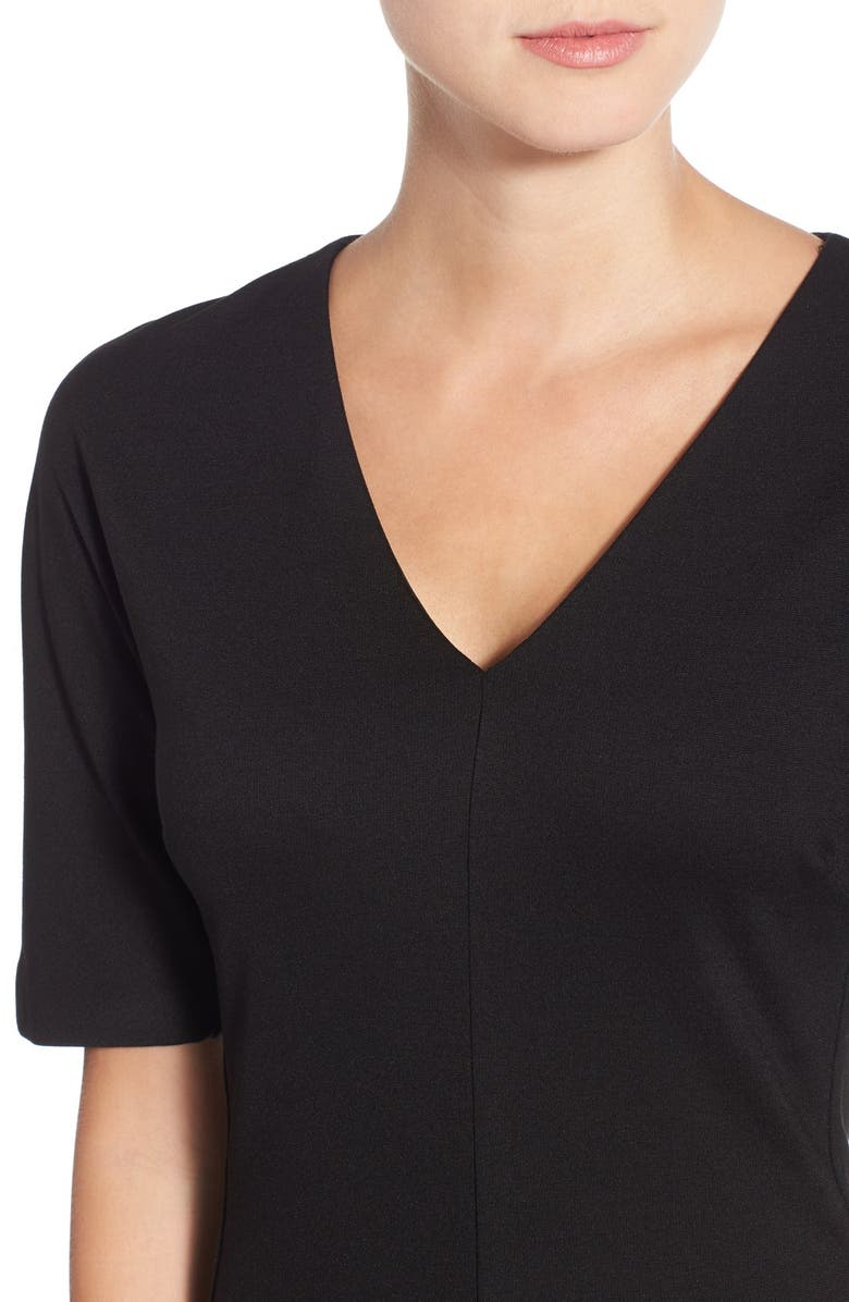 Eliza J V-Neck Crepe Sheath Dress, Alternate, color, 