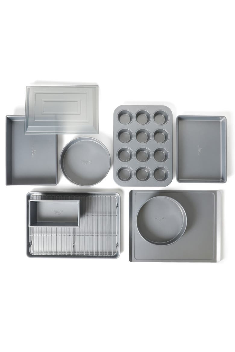 Titan 10 Piece Steel Core PFA Free Nonstick Bakeware Set, Main, color, Silver/Blue