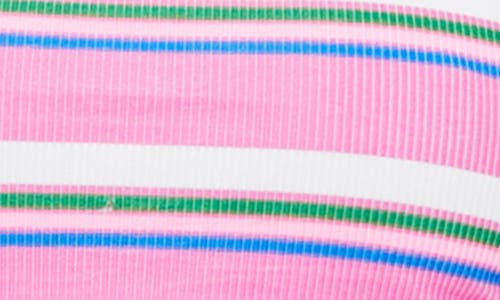 Beach Riot Eva Striped Longline Bikini Top In Sugar Plum Stripe