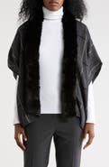 Vince Camuto Faux Fur Collar Plaid Ruana