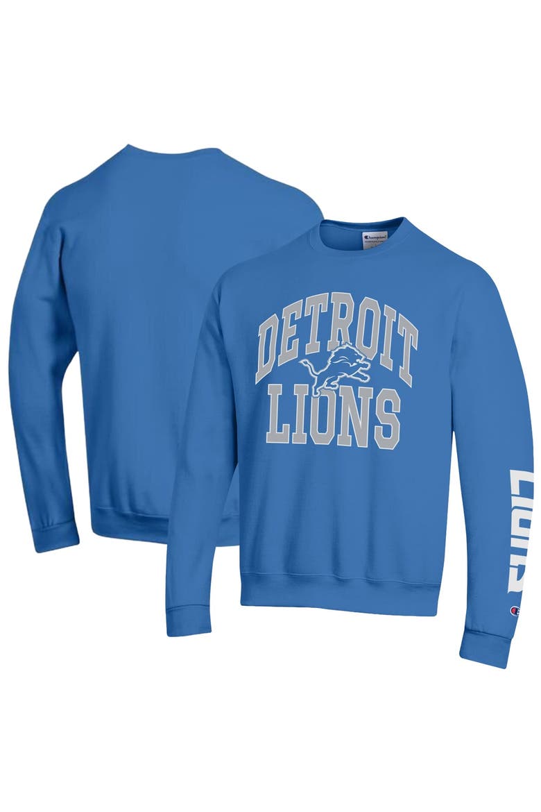 Men's Champion  Blue Detroit Lions Powerblend Fleece Sweatshirt, Main, color, Blue