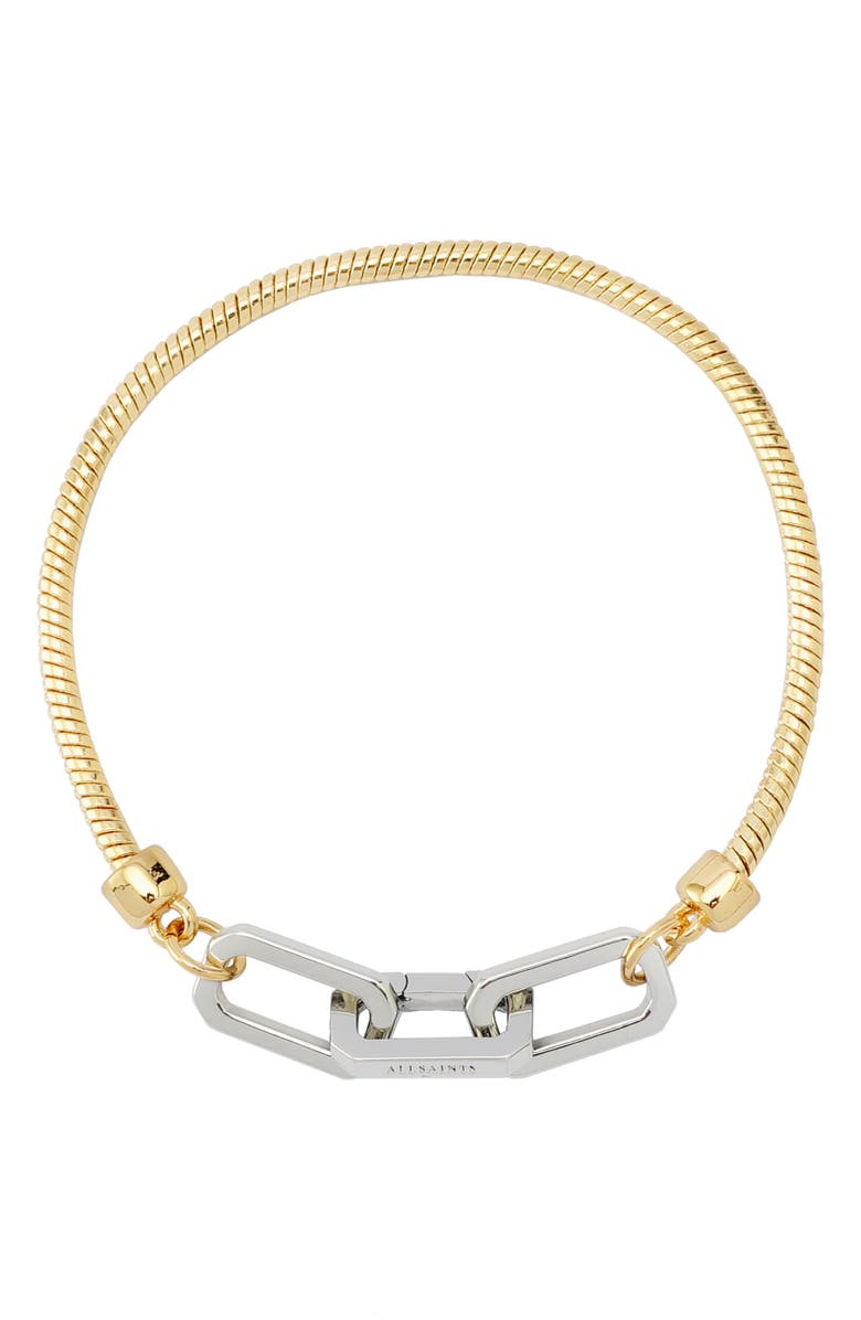 AllSaints Hex Link Snake Chain Bracelet, Main, color,