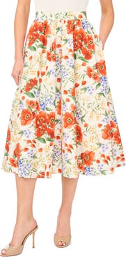 Ted Baker Mari Floral Print Gathered Midi Skirt
