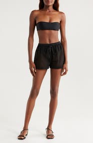Solid & Striped The Nancy Open Knit Cotton Cover-Up Shorts