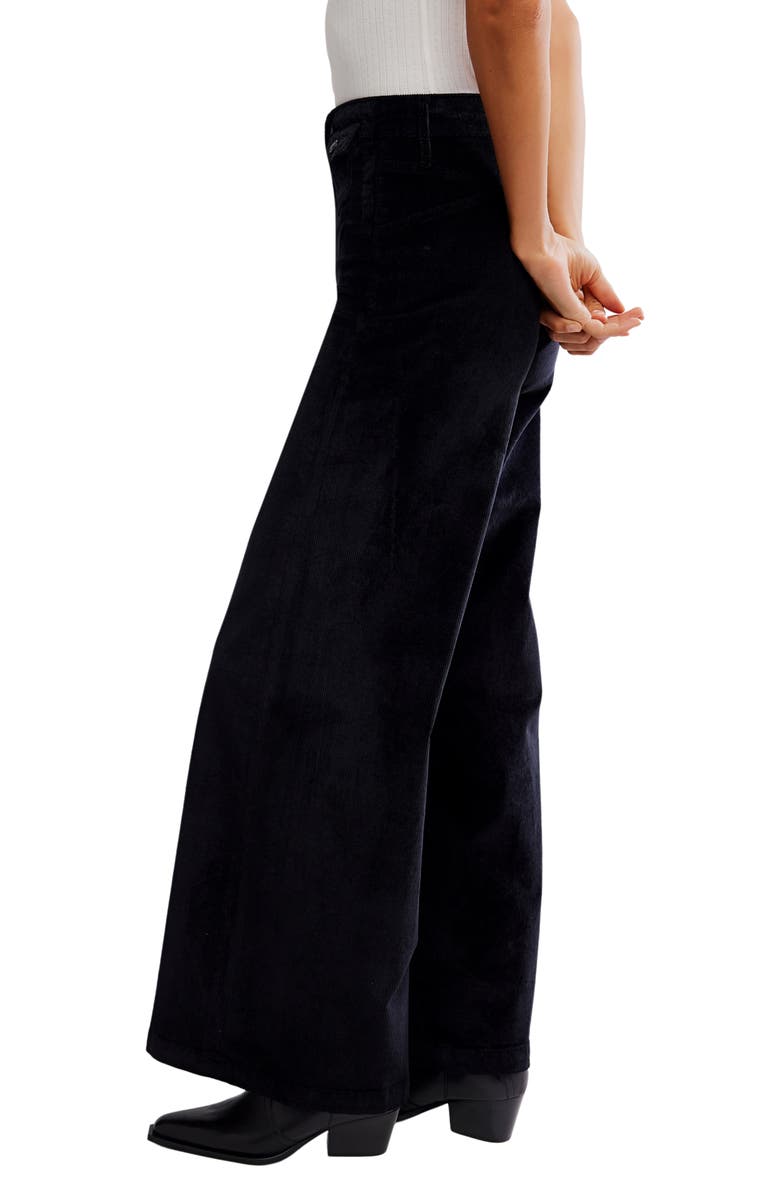 Free People Kellee High Waist Wide Leg Corduroy Palazzo Pants, Alternate, color, Black