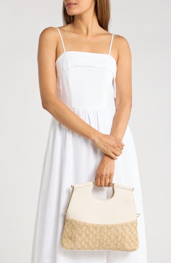 Foldover Raffia Handbag