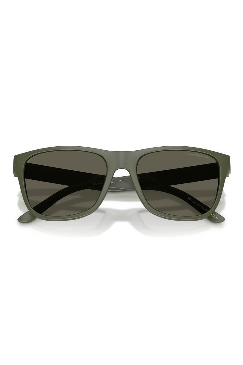 56mm Square Sunglasses, Alternate, color, MATTE GREEN / DARK BROWN