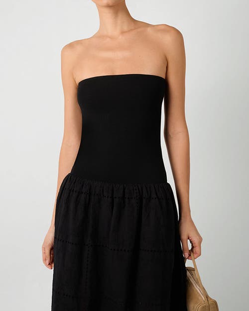Weworewhat Ribbed Cotton Midi Dress In Black