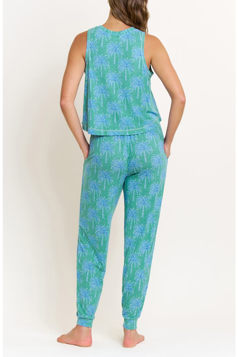 Star Seeker Brushed Jersey Tank & Pant Pajamas, Alternate, color, EMERALD ETCHED PALM