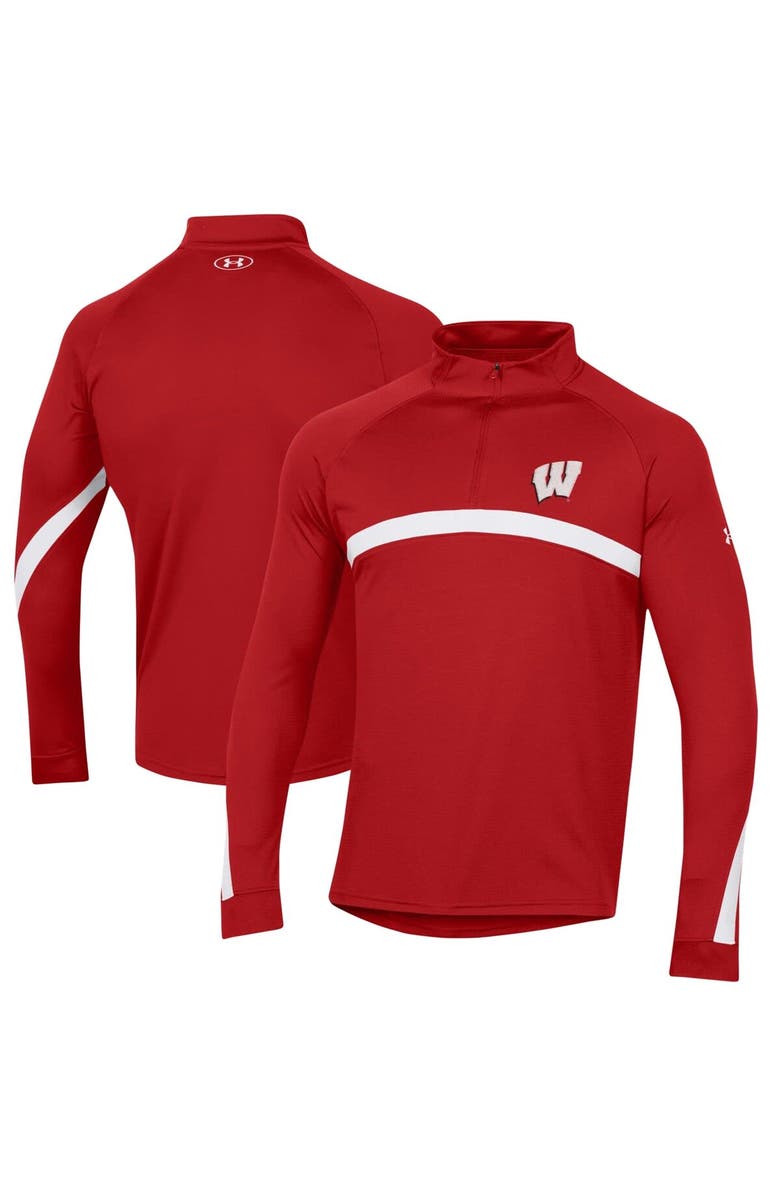 Under Armour Men's Under Armour Red Wisconsin Badgers Game Day Raglan Quarter-Zip Top, Main, color, Red