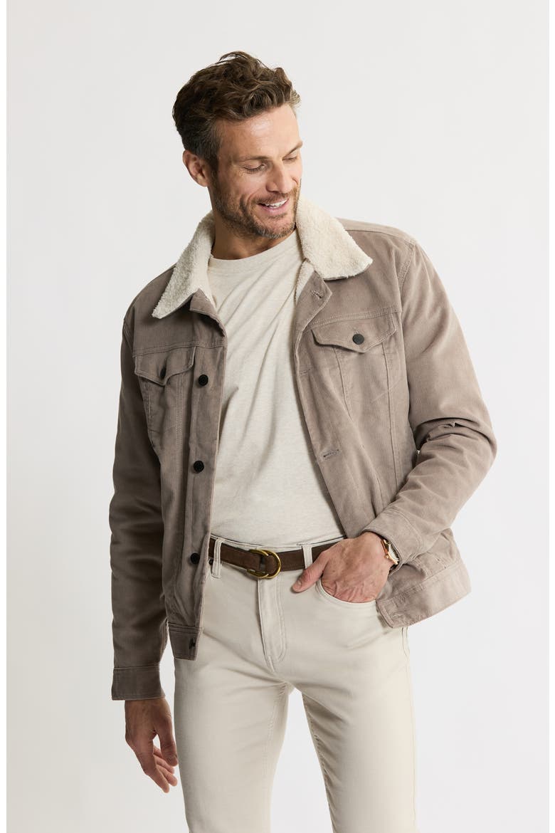 Corduroy Faux Shearling Lined Trucker Jacket, Alternate, color, OFF WHITE