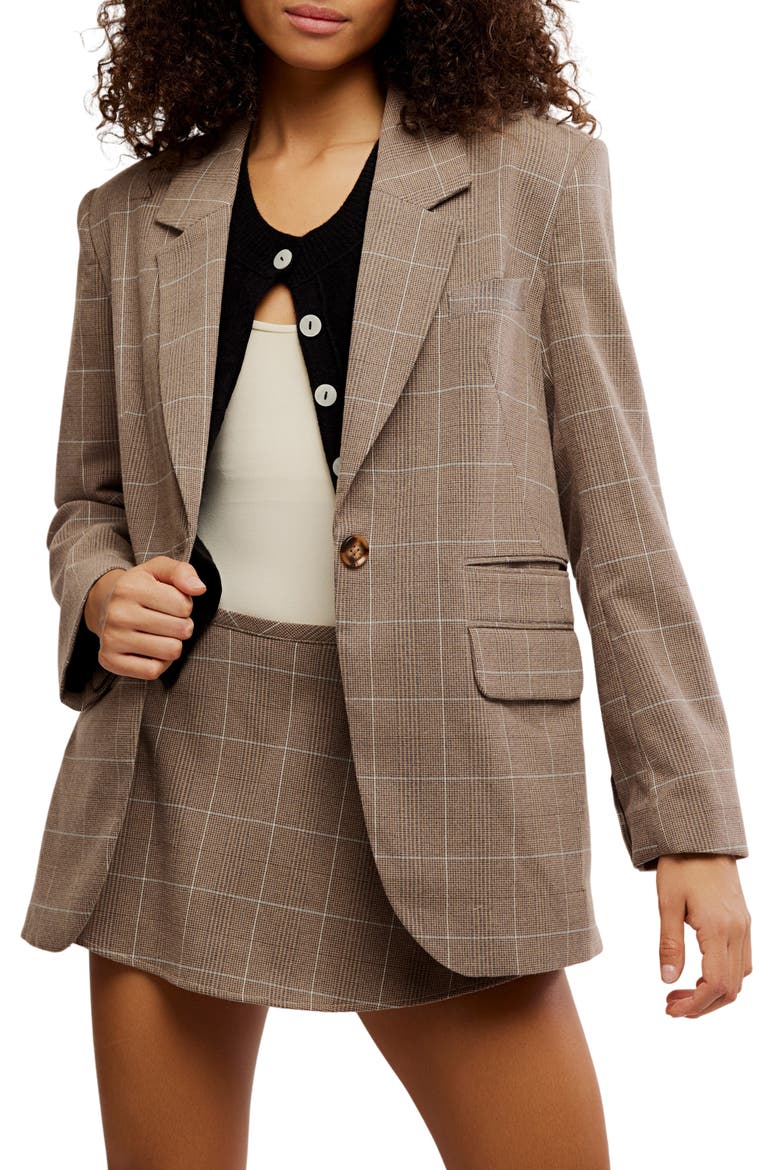 Paper Cut Pinstripe Blazer, Main, color, CHOCOLATE COMBO
