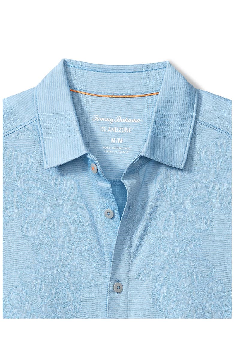 Palm Coast Cascade Vines IslandZone® Performance Short Sleeve Knit Button-Up Shirt, Alternate, color, SEABANK SKY