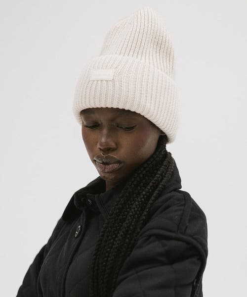 Gigi Pip Gigi Merino Wool Chunky Ribbed Beanie In Off-white